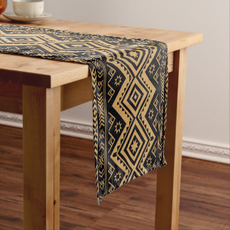 Schwarzes Gold Boho Abstracte Oberflächenstruktur Kurzer Tischläufer