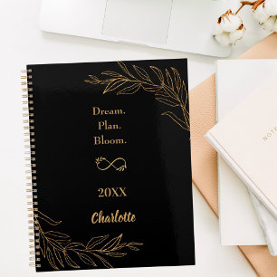 Schwarzes Gold botanischer Motivationsspruch 2026 Planer