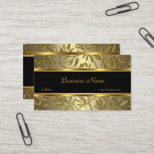 Schwarzes Gold Bronze Blumen Elegante Business Car Visitenkarte
