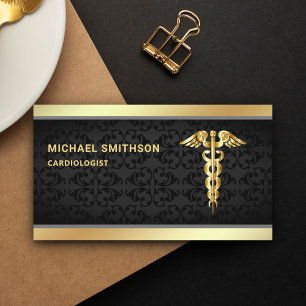 Schwarzes Gold-Caduceus-Symbol Medizinischer Fachm Visitenkarte
