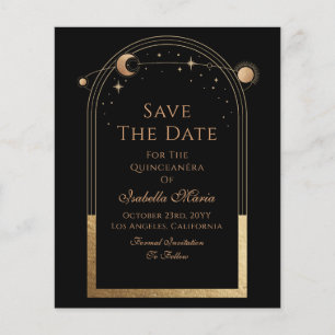 Schwarzes Gold Celestial Quinceañera 15. Geburtsta