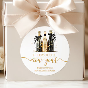 Schwarzes Gold Champagner Prost Silvesterparty Runder Aufkleber