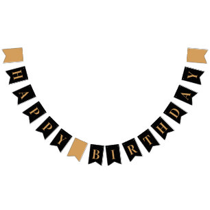 Schwarzes Gold Chic Alles Gute zum Geburtstag Wimpelkette