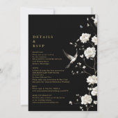 Schwarzes Gold Chinoiserie Blumen Alles in einer H Einladung (Rückseite)
