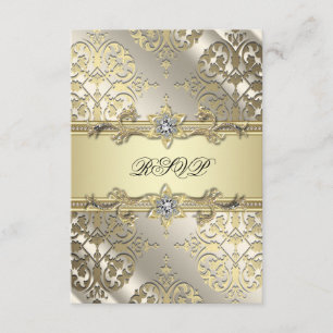 Schwarzes Gold Damast Party Anmeldung RSVP Karte