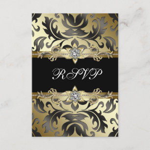 Schwarzes Gold Damast Party-RSVP für jeden Anlass RSVP Karte