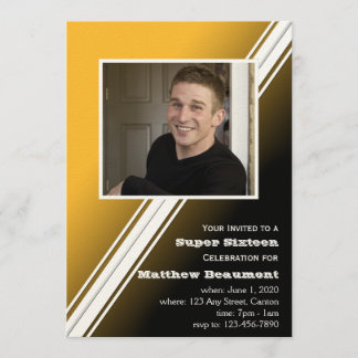 Schwarzes Gold, das Streifen-Geburtstags-Party Einladung