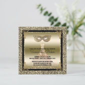 Schwarzes Gold des Bonbon-16 der Maskerade-| 16. Einladung (Stehend Vorderseite)