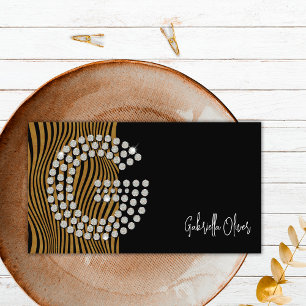 Schwarzes Gold-Diamant-Initial G Social Media-Mono Visitenkarte