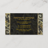 Schwarzes Gold & Diamonds Muster-Eleganter Blumenw Visitenkarte (Rückseite)