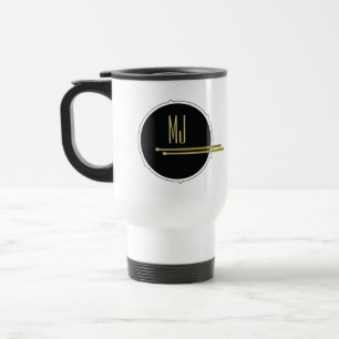Schwarzes Gold Drummer Monogramm Reisebecher