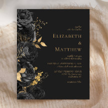 Schwarzes Gold Dunkelblumen Einladung