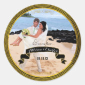 Schwarzes Gold dünner Multistreifen Ihr Hochzeitss Runder Aufkleber (Vorderseite)