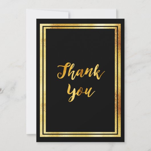 Schwarzes Gold einfache Dankeschön-Karte Einladung (Vorderseite)