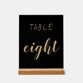 Schwarzes Gold Einfache Moderne Niedliche Tischnum Acrylschild (Vorderseite)