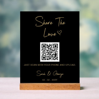 Schwarzes Gold Einfache moderne QR-Foto-Freigabe Acrylschild