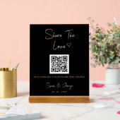Schwarzes Gold Einfache moderne QR-Foto-Freigabe Acrylschild (Hochzeit)