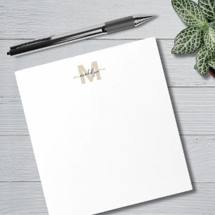 Schwarzes Gold Einfacher Namensmonogramm Notizblock