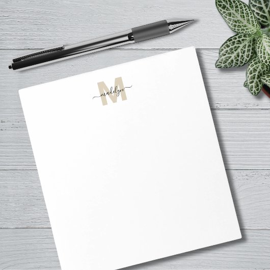 Schwarzes Gold Einfacher Namensmonogramm Notizblock