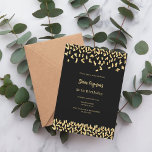 Schwarzes Gold Einladung<br><div class="desc">Modernes,  elegantes und einladendes Hotel. Ein schwarzer Hintergrund mit goldenen Imitaten Konfetti. Personalisieren und fügen Sie einen Namen und Details.</div>