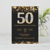 Schwarzes Gold - Einladung zum 50. Geburtstag (Stehend Vorderseite)