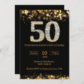 Schwarzes Gold - Einladung zum 50. Geburtstag (Vorne/Hinten)