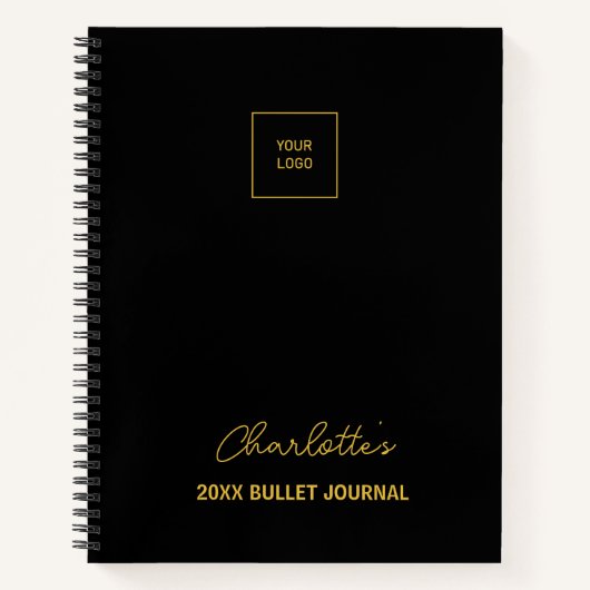 Schwarzes Gold-Elegant-Bullet-Journal Notizblock (Vorderseite)