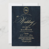 Schwarzes Gold Elegante Minimalistische Hochzeit Einladung (Vorderseite)