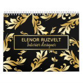 Schwarzes Gold eleganter Blumendamast Luxe Design Kalender (Titelbild)