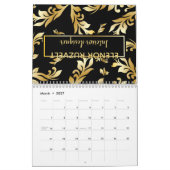 Schwarzes Gold eleganter Blumendamast Luxe Design Kalender (Mär 2027)