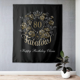 Schwarzes Gold Elegantes Florales 80 & Fabelhaftes Wandteppich