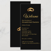 Schwarzes Gold Elegantes Hochzeitsprogramm (Vorne/Hinten)