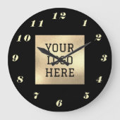 Schwarzes Gold Elegantes klassisches Business-Logo Große Wanduhr (Vorderseite)