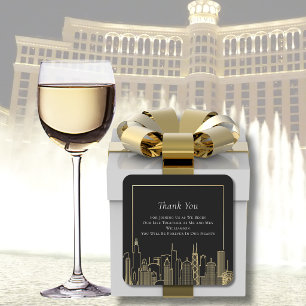 Schwarzes Gold Elegantes Las Vegas Panorama Danke Quadratischer Aufkleber