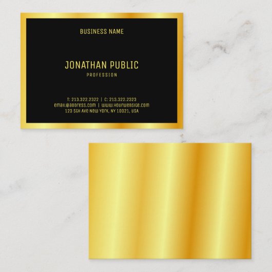 Schwarzes Gold Elegantes Personalisiertes Template Visitenkarte (Vorne/Hinten)