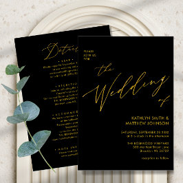 Schwarzes Gold Elegantes Script in einer Hochzeit Einladung