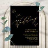 Schwarzes Gold Elegantes Script in einer Hochzeit Einladung