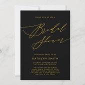 Schwarzes Gold Elegantes Script Modernes Brautpart Einladung (Vorderseite)