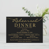 Schwarzes Gold Elegantes Script Probe Dinner Einladung (Stehend Vorderseite)