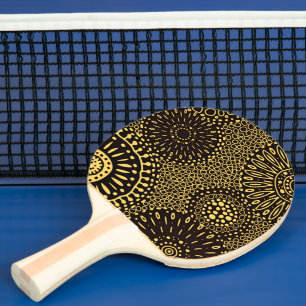 Schwarzes Gold Ethnisches Blumen-Ping-Pong-Schläge Tischtennis Schläger