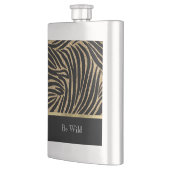 Schwarzes Gold Faux Glitter Zebra Flachmann (Links)