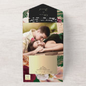 Schwarzes Gold-Floral-Hochzeit All In One Einladung (Außenbereich)