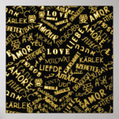 Schwarzes Gold Foil druckt Liebe Text in mehreren  Foliendrucke (Vorderseite)