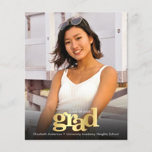 Schwarzes Gold-Foto Abschluss fett einladen (Vorderseite)