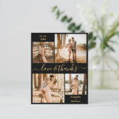Schwarzes Gold Foto Collage Hochzeit Vielen Dank (Stehend Vorderseite)