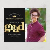 Schwarzes Gold-Foto fett an Abschluss-Einladung (Vorderseite)