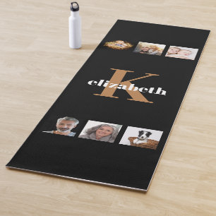 Schwarzes Gold Foto Monogramm Initiale Name Yogamatte