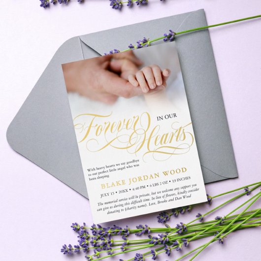 Schwarzes Gold für immer in unserem Hearts Baby Me Folieneinladung