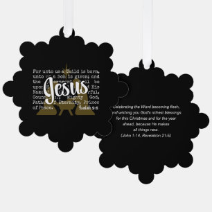 Schwarzes Gold FÜR UNS IST JESUS Weihnachten Ornament Karte