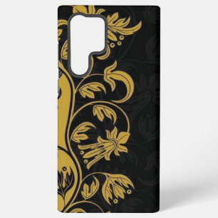 schwarzes Gold gelbe Blumen Blätter Samsung Galaxy Hülle